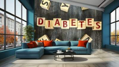 Wooden Blocks with the text: Diabetes Wall mural