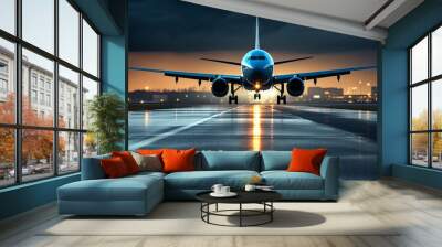 airport runway,  planes taking off Wall mural