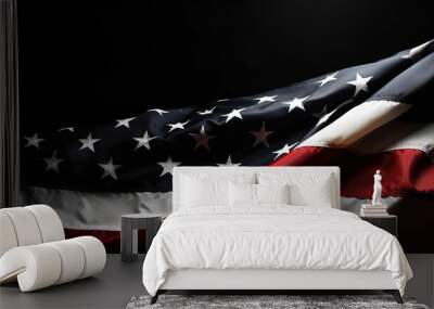 American flag on black, Abstract holiday background. Space for text. Generative AI. Wall mural