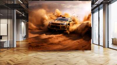 Dusty rally-raid: conquering the desert in a dynamic frame Wall mural