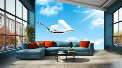 Spoon in the sky catches a cloud Wall mural