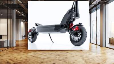 Professional electric scooter with suspension system - isolated on a white background, close-up to front brake module - 3d render Wall mural