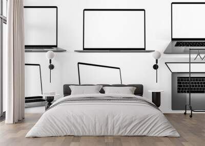 Set of blank laptop isolated Wall mural