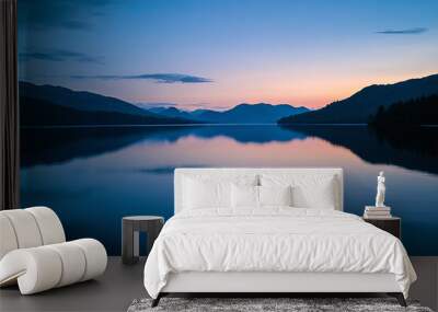 A beautiful lake with mountains in the background Wall mural