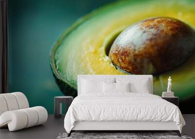 Avocado Half Close Up Green Yellow Seed Wall mural