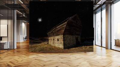 Bright star on the horizon with an old barn Wall mural