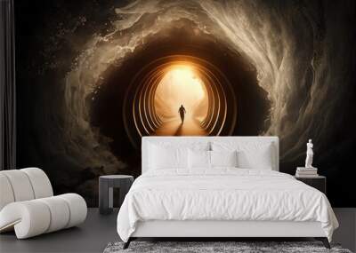 The light at the end of the tunnel, illustrated Wall mural