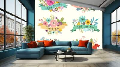 floral hand drawn set. vector illustration Wall mural