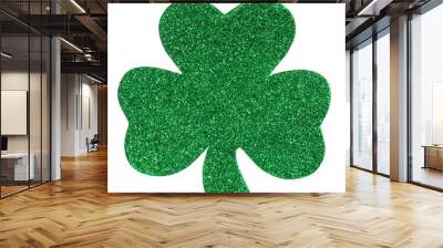 Glitter Shamrock Clover isolated on white. St. Patrick's Day. Wall mural