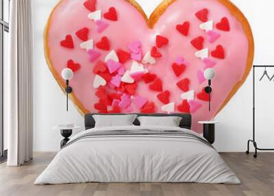 Heart shaped donut isolated on white background Wall mural