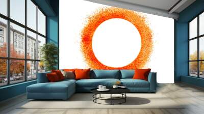 circle frame of dry organic red chili pepper or kashmiri chili pepper powder in cutout transparent background,png format Wall mural