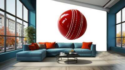 closeup shiny red cricket ball,cutout in transparent background,png format Wall mural