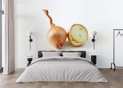 fresh shallots onion bulbs isolated on white background Wall mural