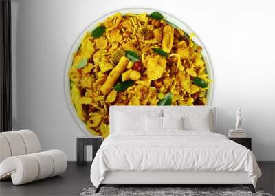 indian gujarati traditional tea time snack food chavanu mix farsan,known in india as namkeen,navratna Mix,chiwda,chevdo,bhel Puri,nimco mix,cutout in transparent background,png format Wall mural