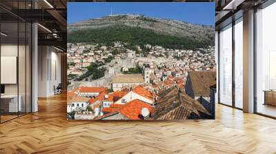 Overlooking the rooftops of Dubrovnik Croatia from city wall Wall mural