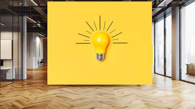 concept creative idea with lightbulb on yellow background Wall mural