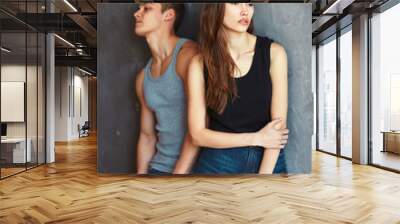 fashion beautiful young couple in quarre Wall mural