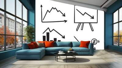 hand drawn doodle falling down graph chart illustration vector isolated Wall mural