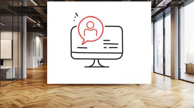 hand drawn icon symbol for Webinar concept, online course, distant education, video lecture, internet group conference, training test, work from home, easy communication. doodle Wall mural