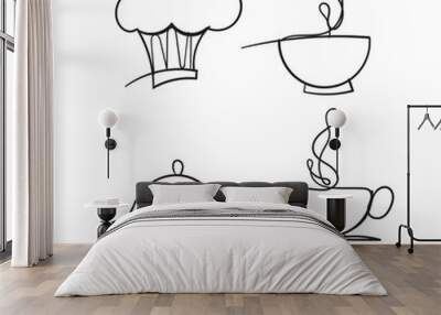 hand drawn kitchen utensil illustration with doodle style vector isolated Wall mural