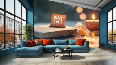 Puja book, used for Diwali prayers, 3D illustration Wall mural