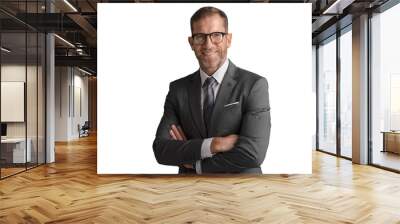 Middle aged businessman wearing suit and tie while standing a isolated white background Wall mural