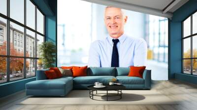 Senior businessman portrait while standing in the office Wall mural