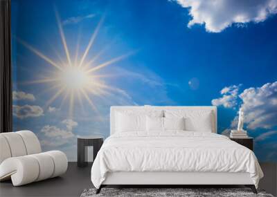 blue sky with sun Wall mural