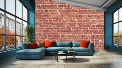 Panorama of an old red brick wall as a background or texture Wall mural