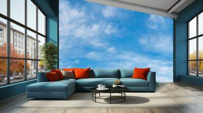 Panorama of blue sky with white clouds as background or texture Wall mural