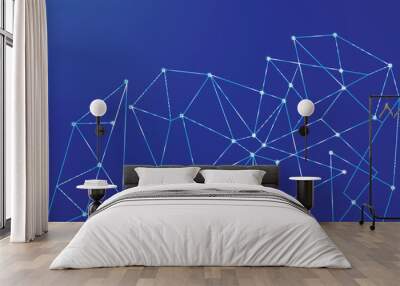 Abstract technology background with connecting dots and lines. Global network connection, digital technology and communication concept. Wall mural