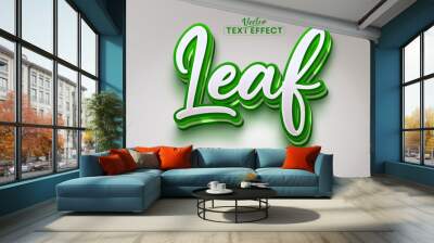 leaf green nature 3d logo template editable text effect style Wall mural