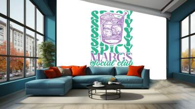 Spicy Margs Social Club Vintage Summer Cocktail SVG T shirt Design Wall mural