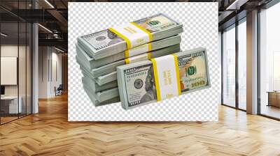 New design dollar bundles stack of bundles of 100 US dollars isolated on white background. Including clipping path Wall mural