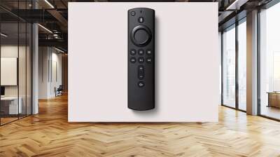 Black smart remote control on a white background Wall mural