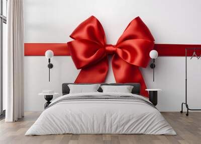 A lovely red bow on a white background Wall mural