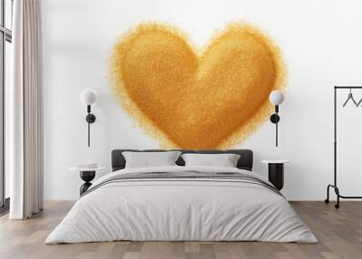 An abstract of heart shape from gold sand bling particles isolated on white background Wall mural