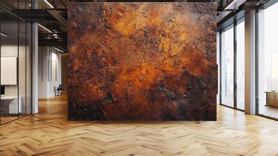 A textured surface showcasing rust and patina in warm orange and brown tones. Wall mural