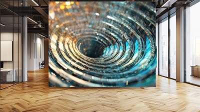 Abstract blue and gold swirl with bokeh. Wall mural