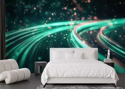 Abstract teal and orange glow background with blurred bokeh. Wall mural