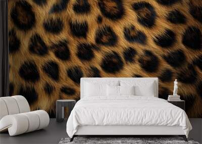 Close-up of soft, brown and black animal fur with a leopard print pattern. Wall mural