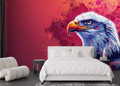 Bald eagle with solid background for poster and space for text Wall mural