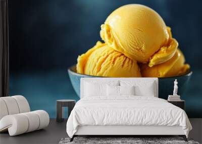 Beautiful mango ice cream scoop in the bowl  Wall mural