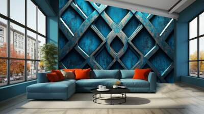 blue background metal pattern  Wall mural