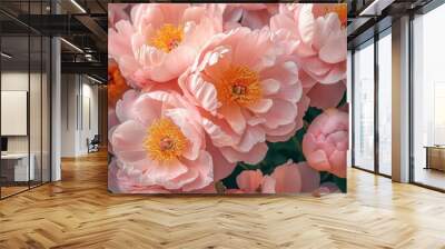 realistic Background of fresh Peony flowers arranged together on whole image  Wall mural