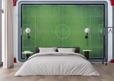 Green football field top view background. World championship concept Wall mural