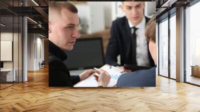 Group of people deliberate on problem Wall mural