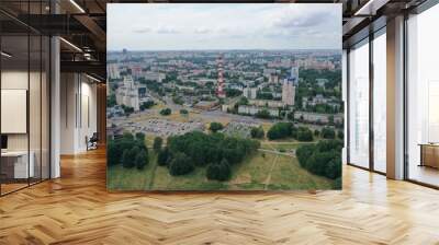 Photo from drone air urban transport automobile ring. City transportation road life concept. Wall mural