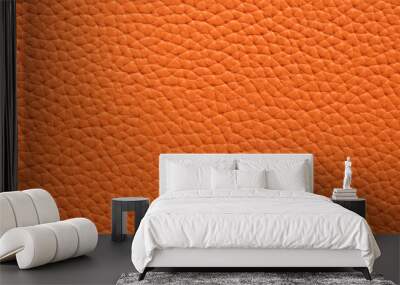 Texture of orange natural or artificial leather closeup background Wall mural