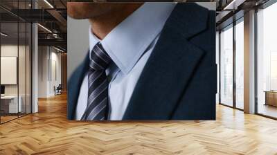 Tie on shirt suit business style man fashion shop selling business clothing attributes Wall mural